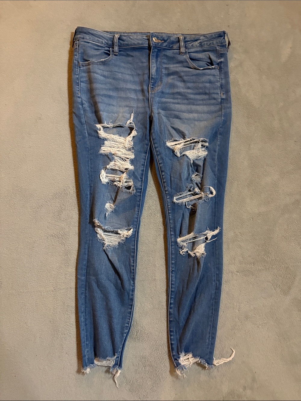 American Eagle Outfitters Blue Distressed Skinny Jeans